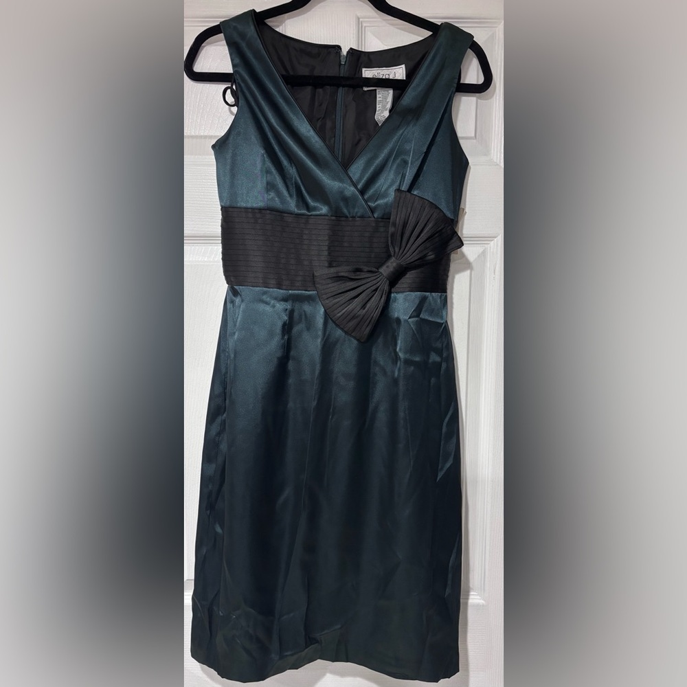 Eliza J Teal and Black Bow Dress